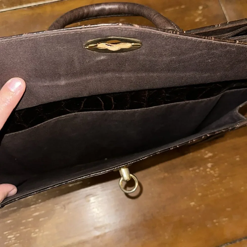 Jackson Brown Faux Pebbled Leather Laptop Document Accordion Briefcase Bag